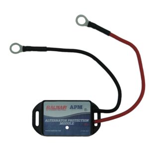 Alternator protection module with red and black wires.