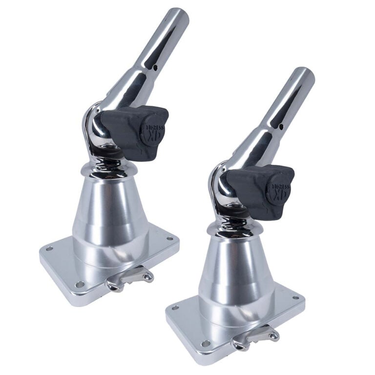 Pair of stainless steel boat antenna mounts.