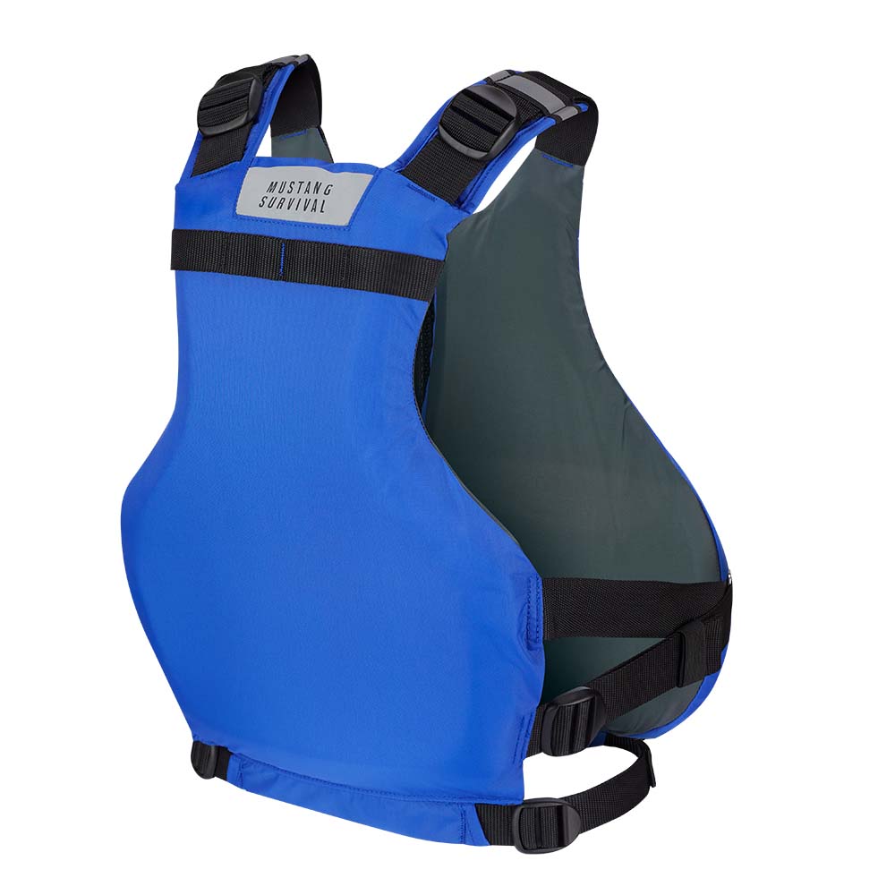Blue Mustang Survival life jacket with straps.