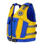 Yellow and blue life jacket for safety.