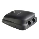 Black external cable entry box with dual inputs.