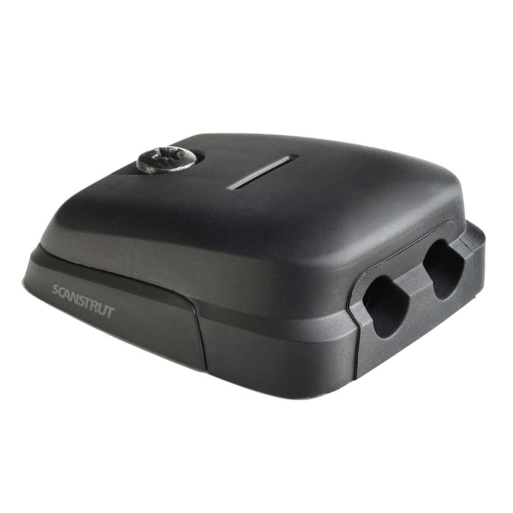 Black external cable entry box with dual inputs.