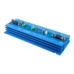 Blue electronic device with multiple connectors and ports.
