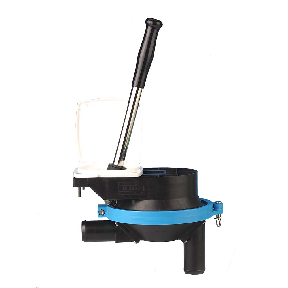 Manual bilge pump with black handle.