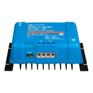 Blue DC/DC charger with multiple ports.