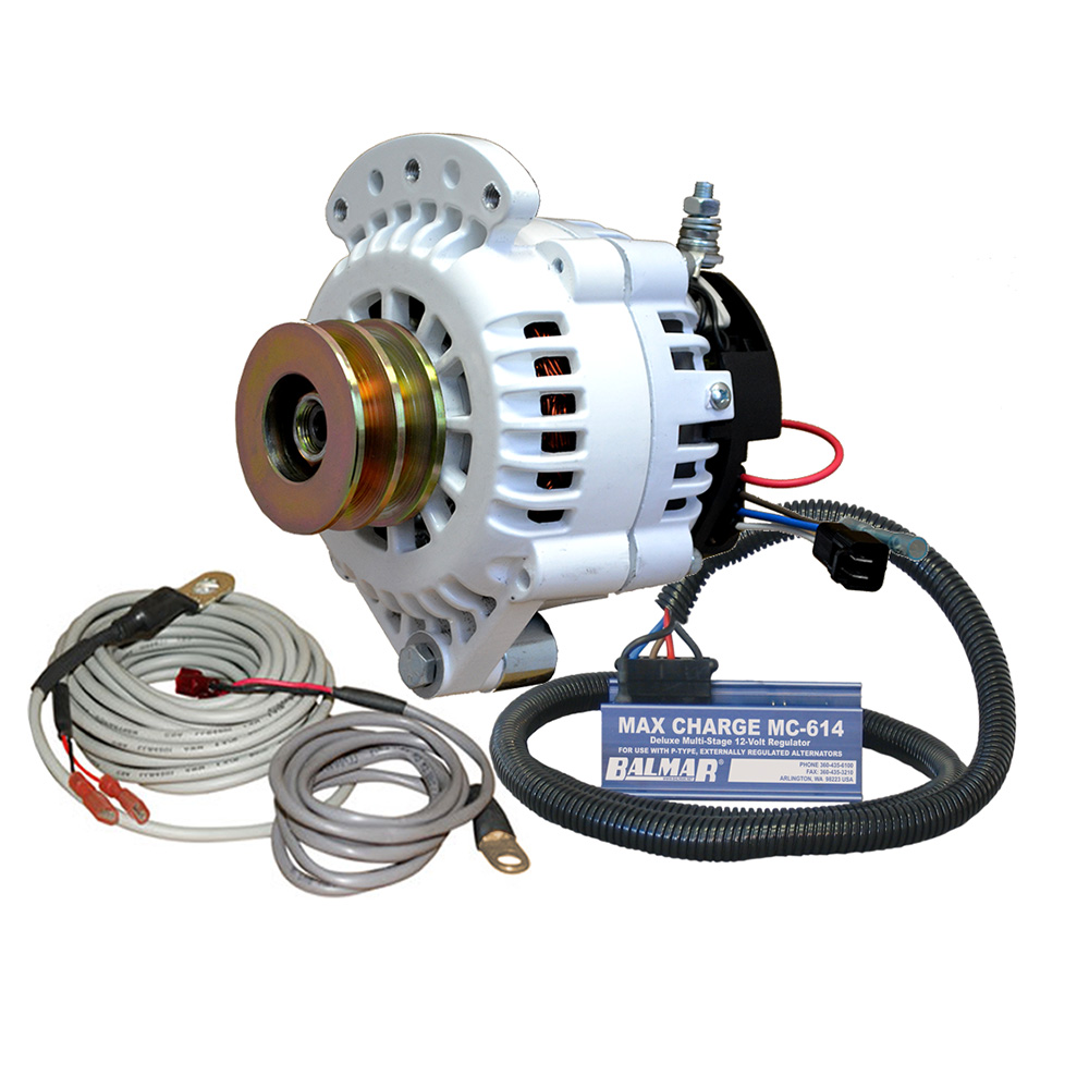 Marine alternator with Max Charge MC-614 regulator and cables