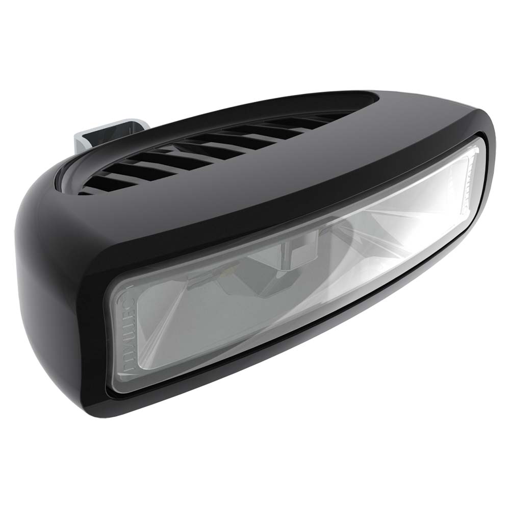 Black led motorcycle headlight, close-up view.