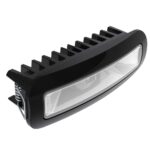 Black LED light fixture with metal spring mount.