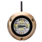 Marine LED underwater light, round and gold.