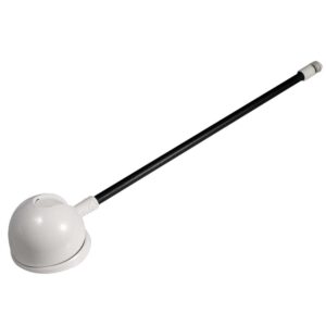 White plunger with black handle on white background.