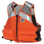 Orange safety vest with reflective stripes.