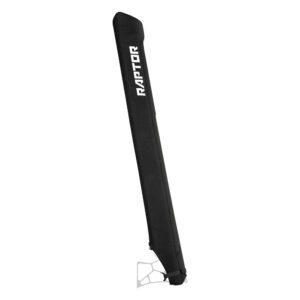 Raptor black boat accessory with mounting bracket.