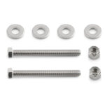 Metal bolts, nuts, and washers set.