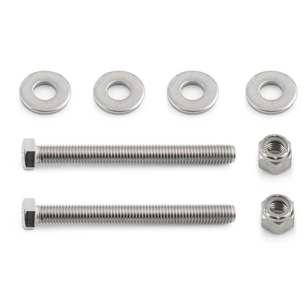 Metal bolts, nuts, and washers set.