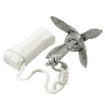 Metal folding anchor with rope.