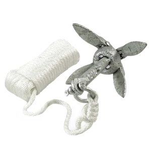 Metal folding anchor with rope.