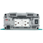 Rear view of power inverter with outlets.