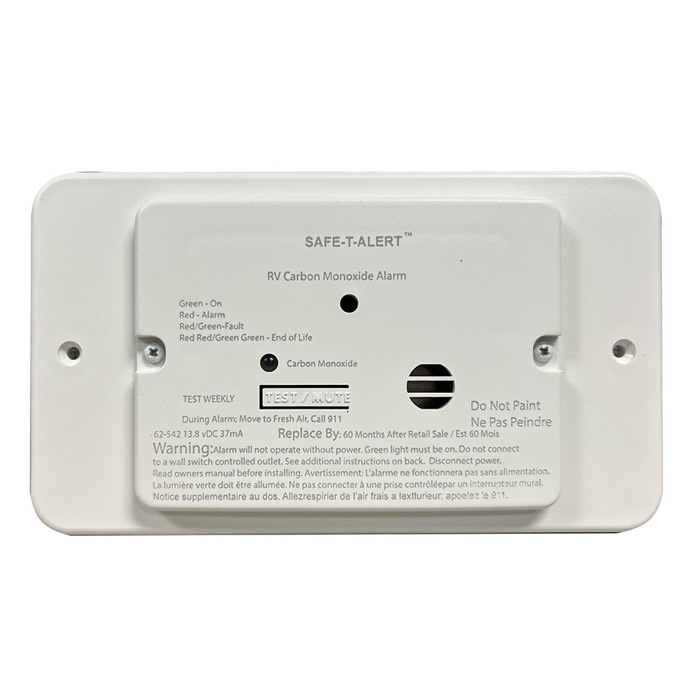 Back view of carbon monoxide alarm with instructions.