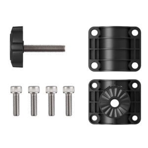 Black mounting bracket with screws and knob