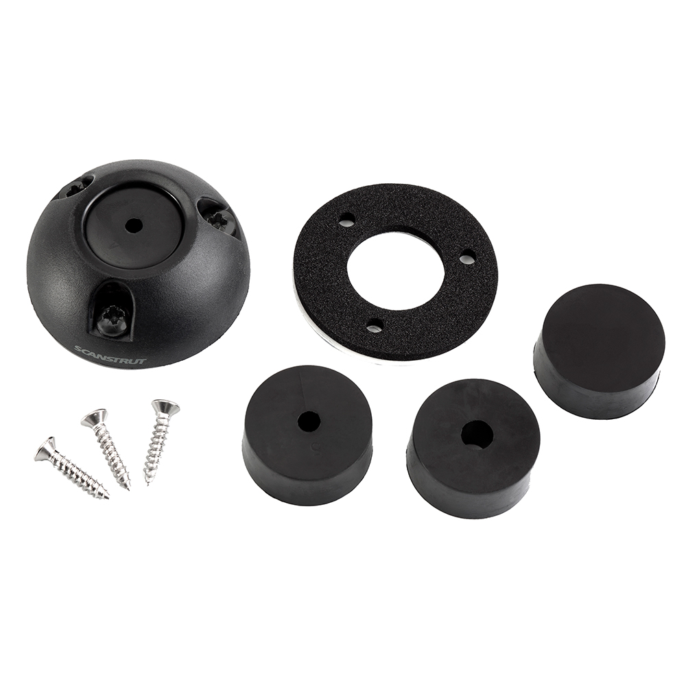 Boat deck seal components with screws.