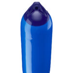 Blue boat fender with a dark blue top.