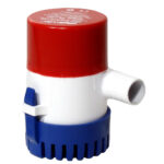 Red and blue marine bilge pump