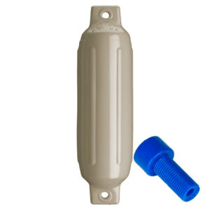 Boat fender and air pump nozzle close-up.