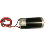 Electric motor with wires and label.