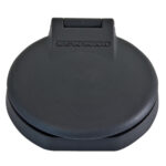 Black Lewmar plastic deck filler cap