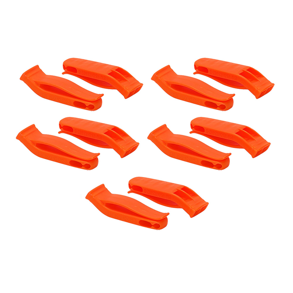 Set of eight orange safety pipe clips.