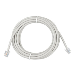 Coiled gray Ethernet cable with connectors