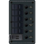 DC power distribution panel with switches and USB.