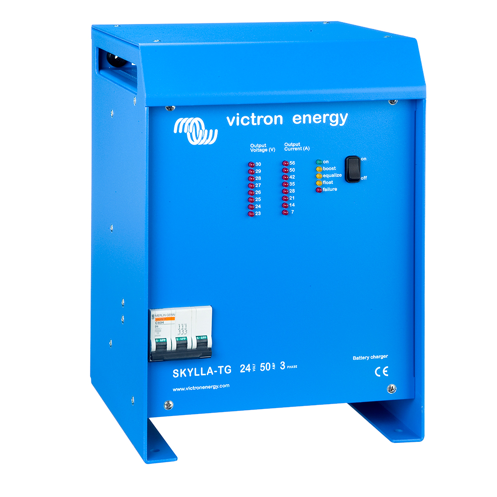 Blue Victron Energy battery charger front view