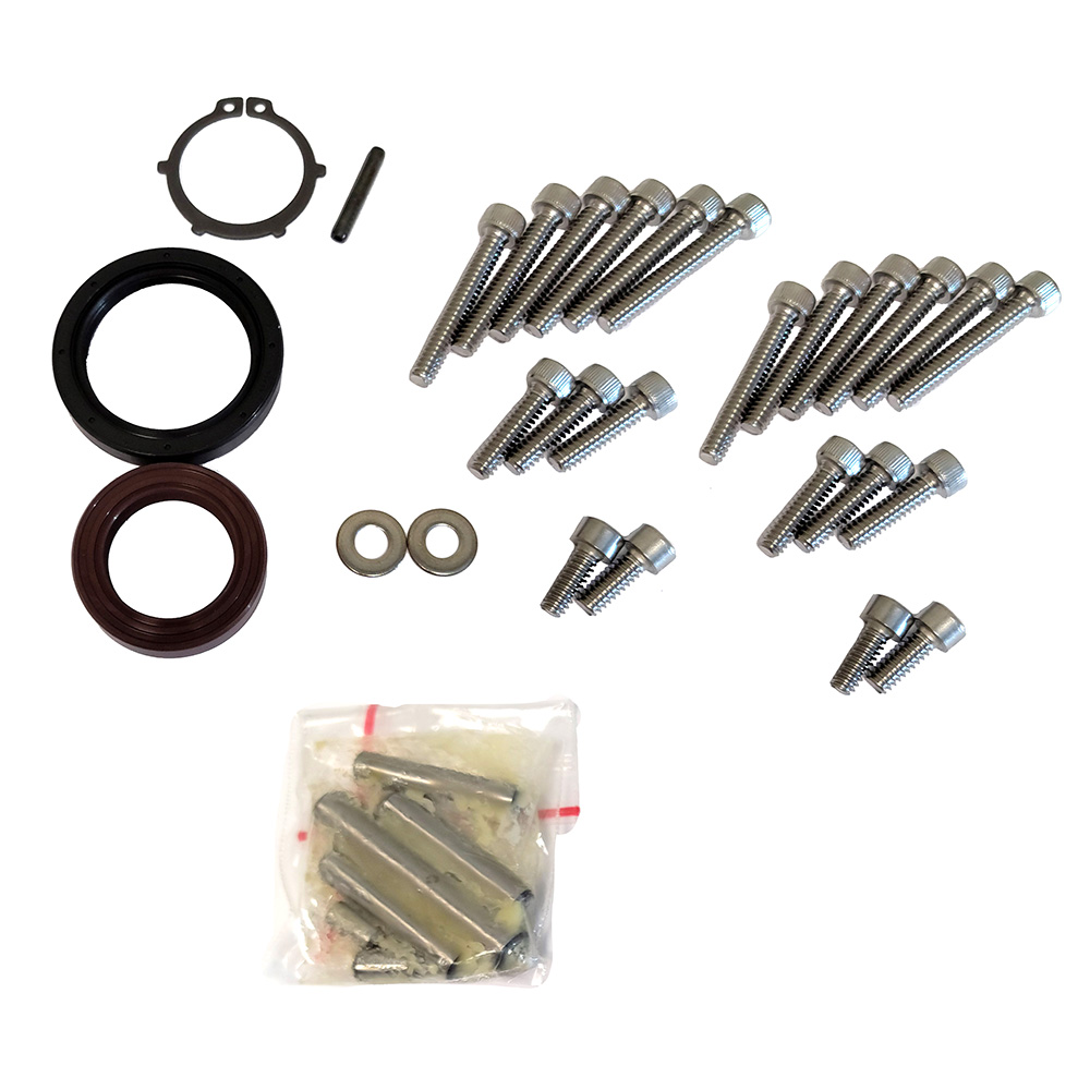 Assorted metal bolts, washers, and seals kit.