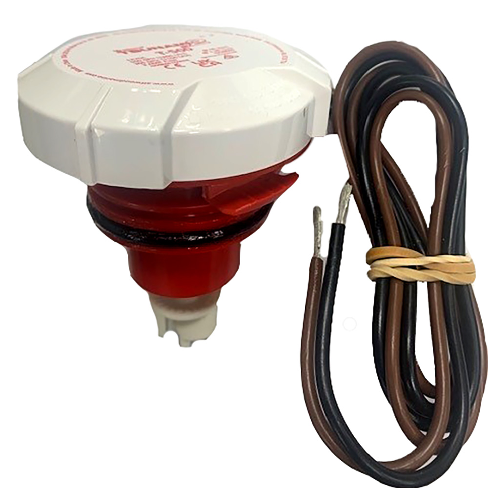 Red and white marine fuel tank sensor with wires