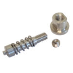 Metal spring, nut, and bolt components