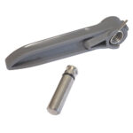 Gray plastic lever handle with metal pin