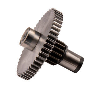 Close-up of a metal gear and shaft
