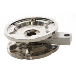 Metal turbine wheel on white background