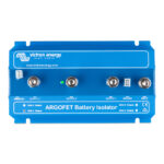 Blue ARGOfet battery isolator with output connectors.