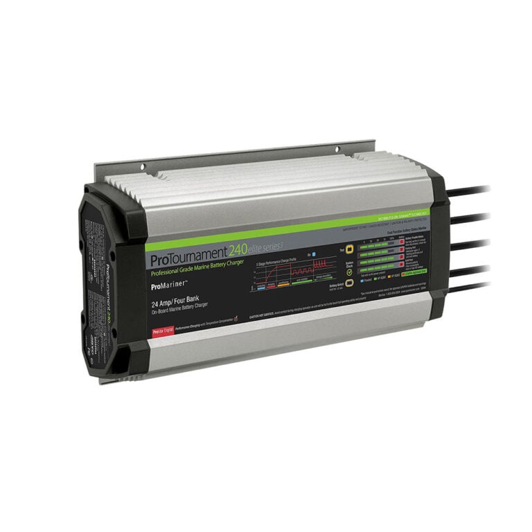 ProTournament marine battery charger with four-bank design.