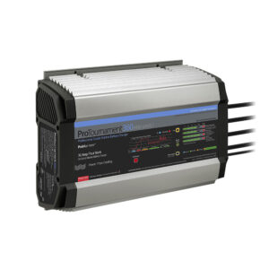 ProTournament marine battery charger, silver and black design.