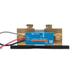 Blue Victron SmartShunt 1000A with wiring connections.