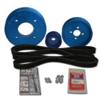 Car pulley kit with belts and screws.