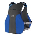 Blue and black Onyx life jacket with straps.