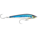 Colorful fishing lure with dual hooks.