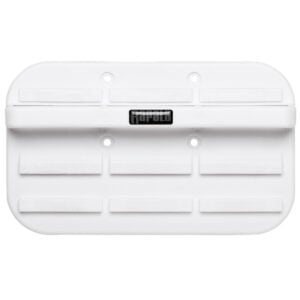 White plastic wall mount tackle box holder