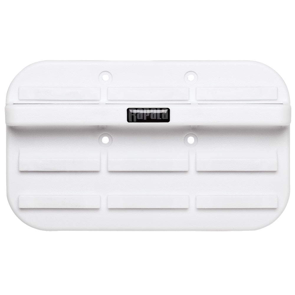 White plastic wall mount tackle box holder