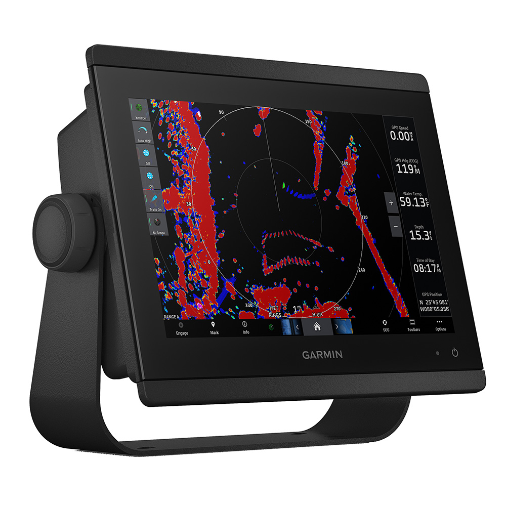 Garmin marine GPS display with radar image