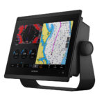 Garmin marine GPS system with digital display.